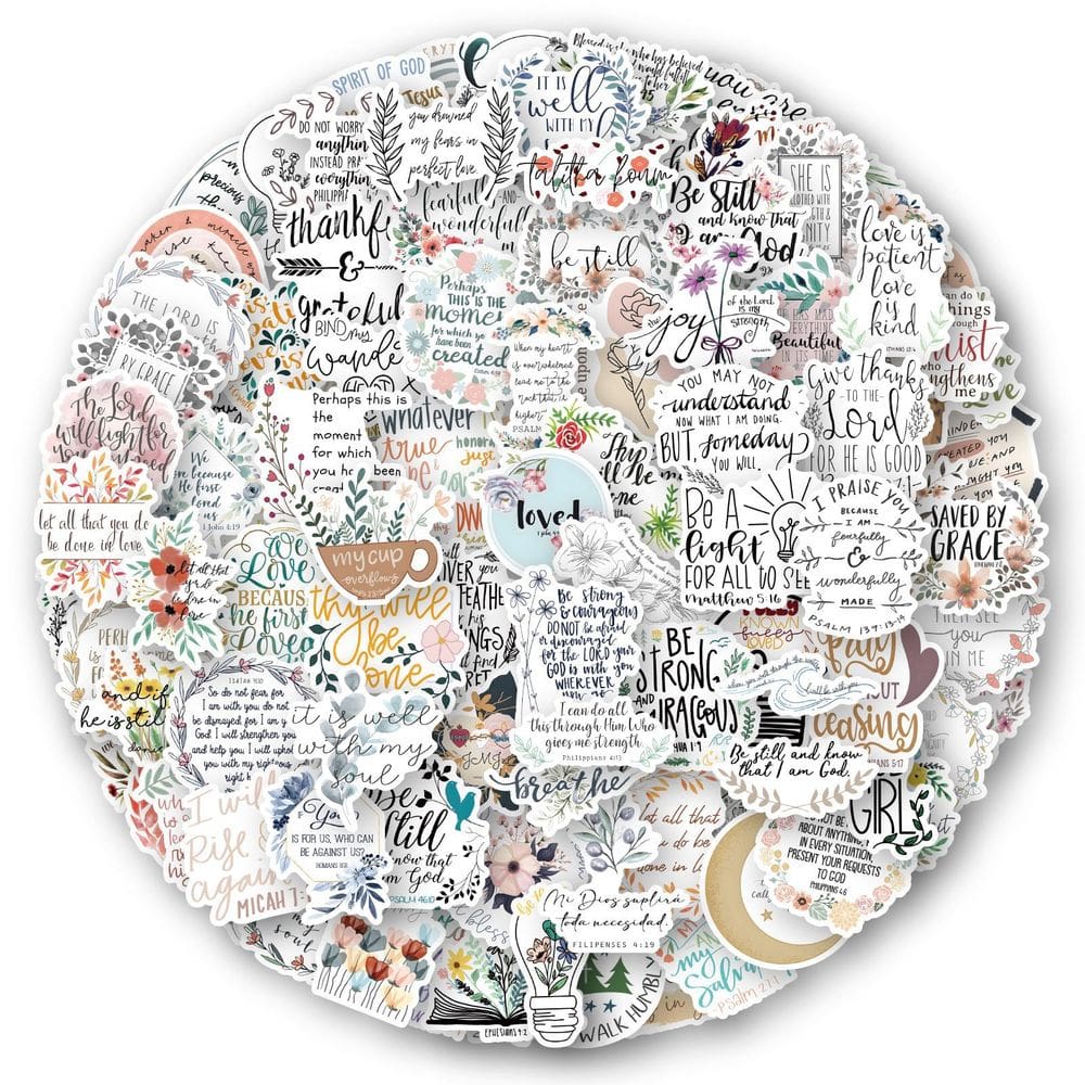 Adesivos, versículo bíblico, 200 peças, citação religiosa inspiradora