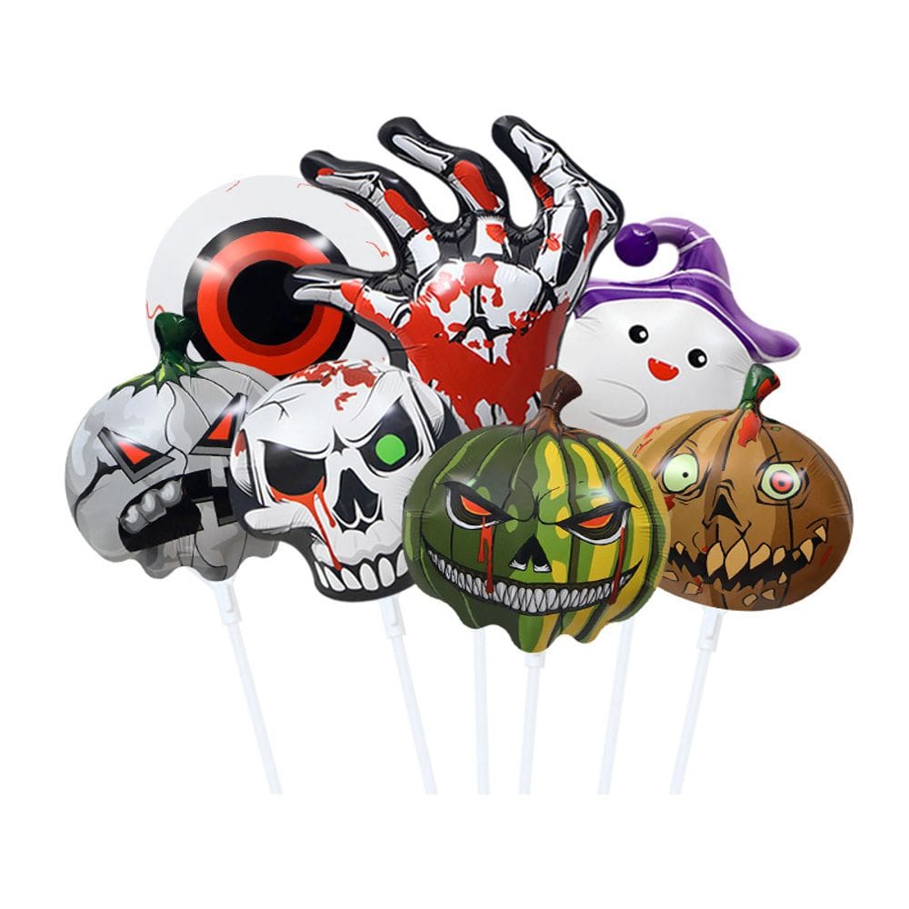Conjunto de balões metalizados de Halloween, 7 unidades | Horror Cartoon Aluminium