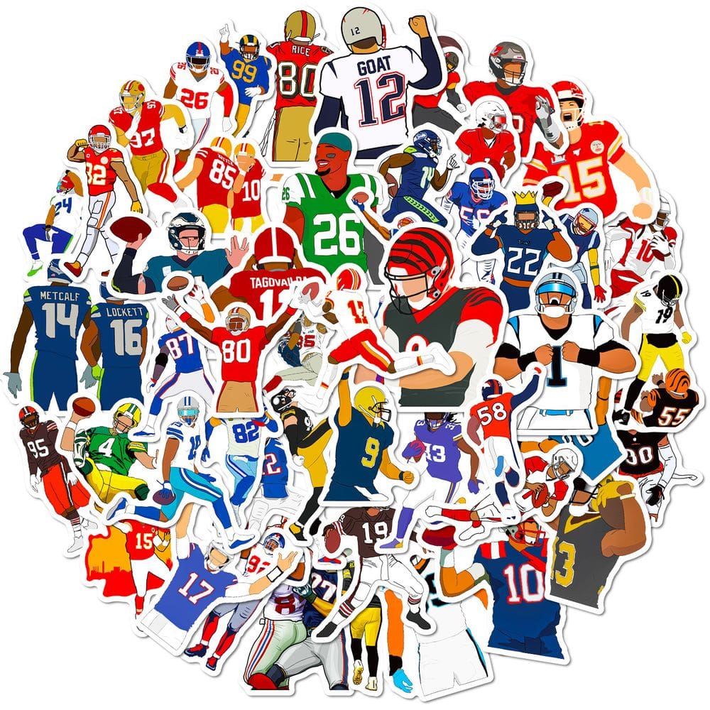 Pacote de adesivos Football Player, 50 peças de decalque de vinil impermeável