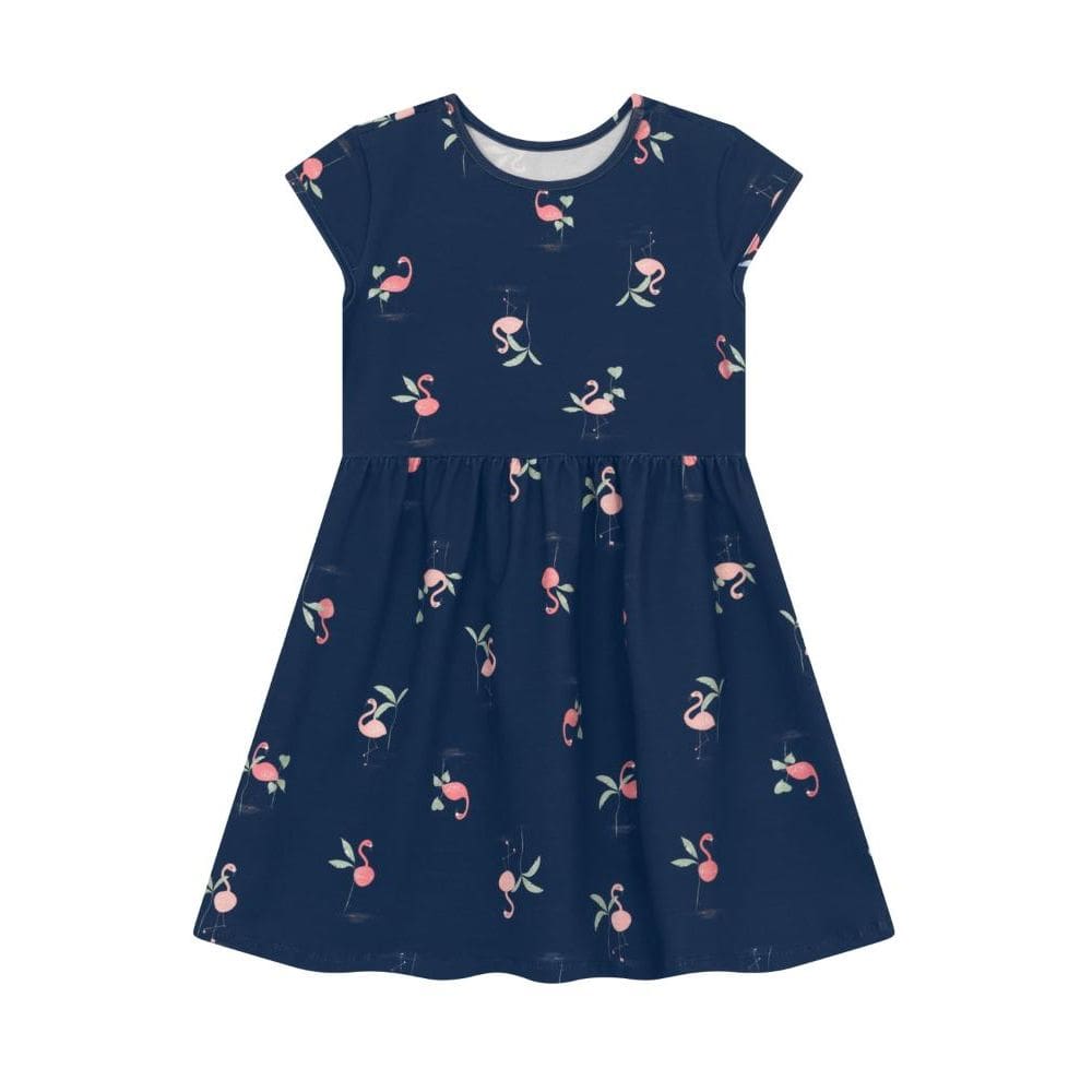 Vestido infantil menina de flamingos Brandili -Azul