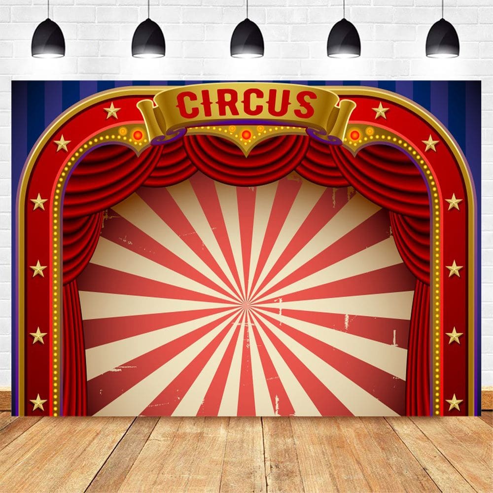Tapeçaria pendurada na parede, cortina vermelha de circo e padrão de estrelas