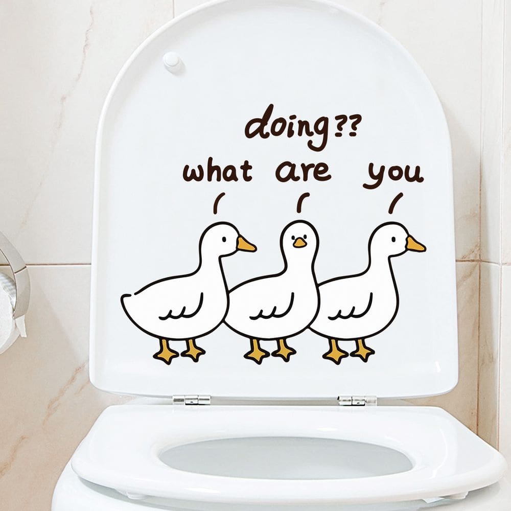 Adesivos de parede Funny Duck Toilet Seat PVC impermeável 20x23cm