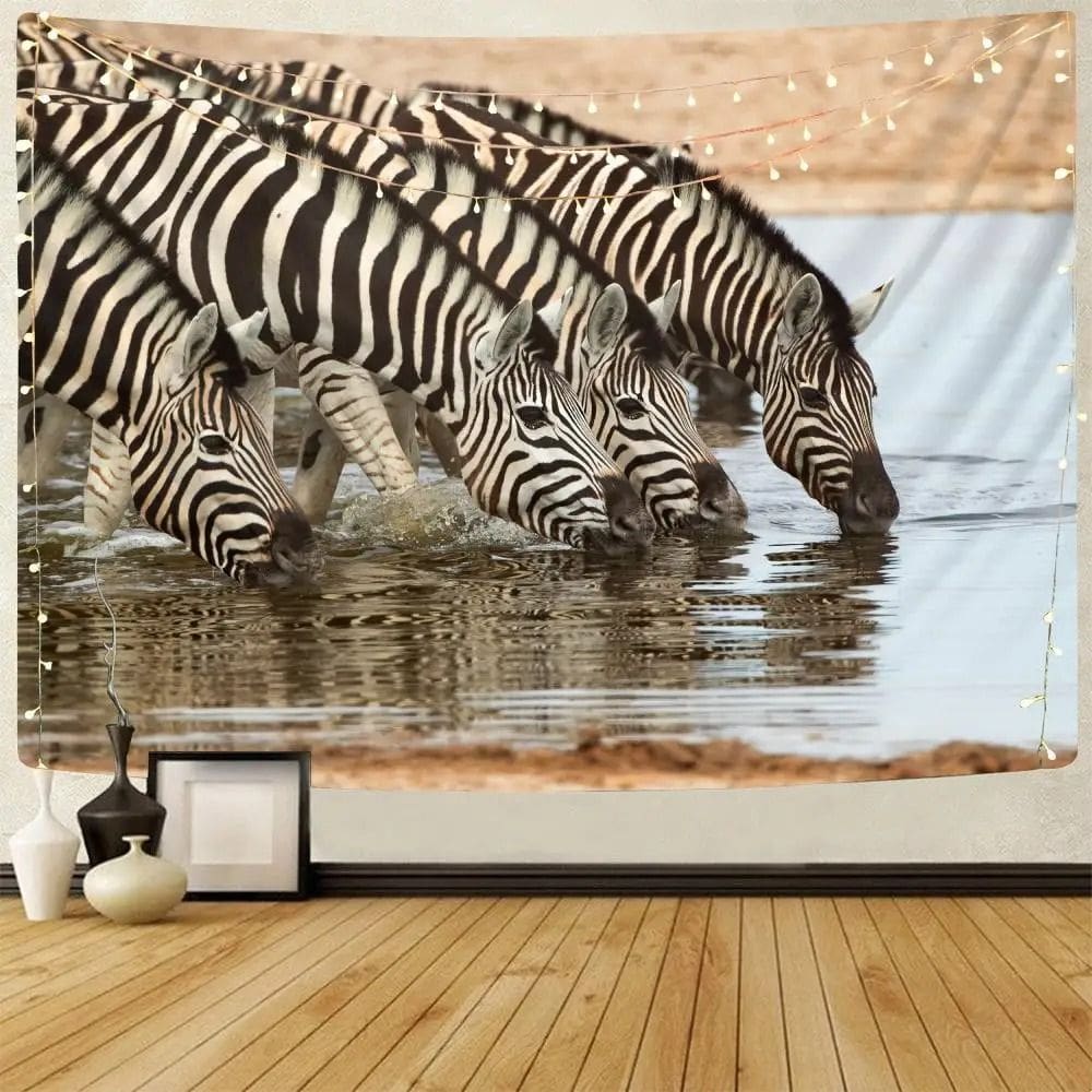 Tapeçaria para pendurar na parede Zebra Safari Wildlife 150x130cm