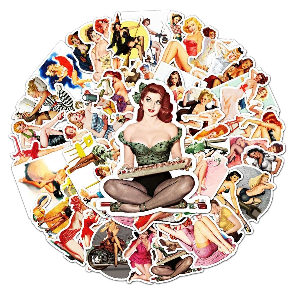 Adesivos Retro Poster Girl Pin-Up Lady Decalque de vinil x50