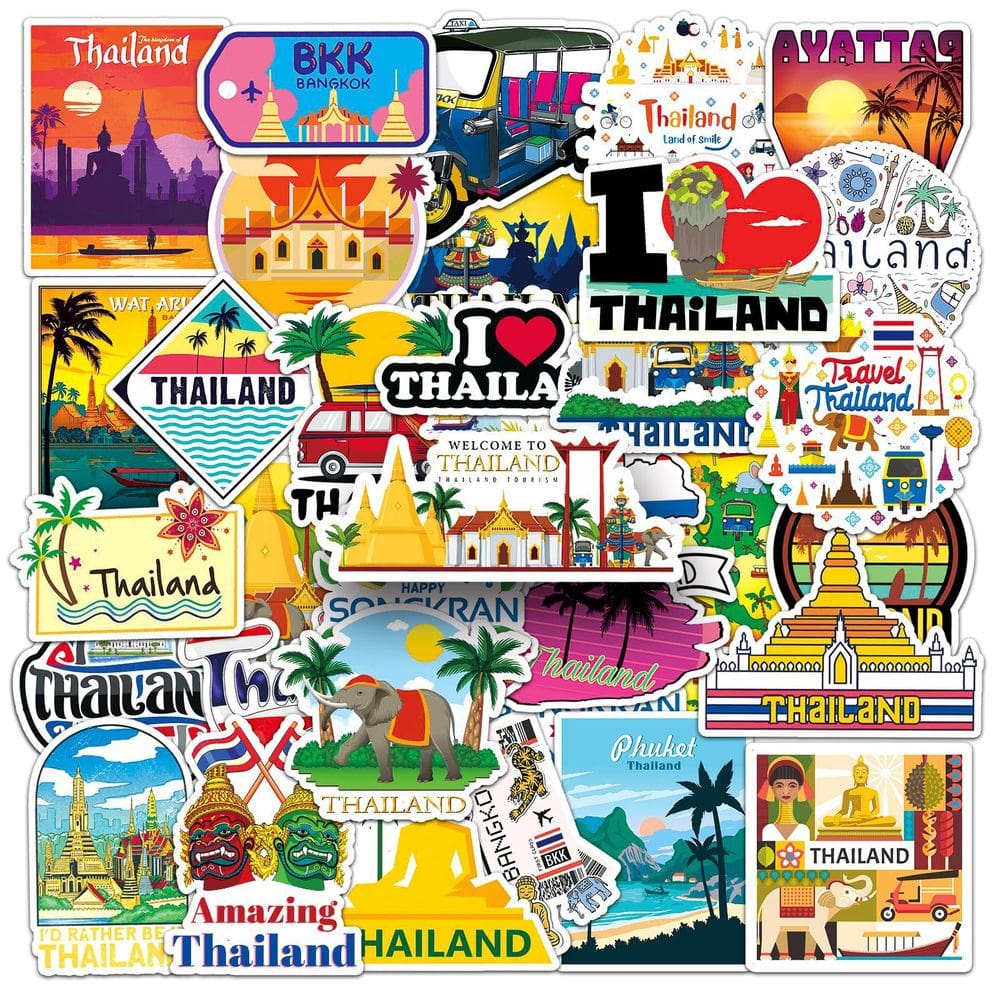 Adesivos Thailand Travel, 50 unidades de vinil impermeável para laptop