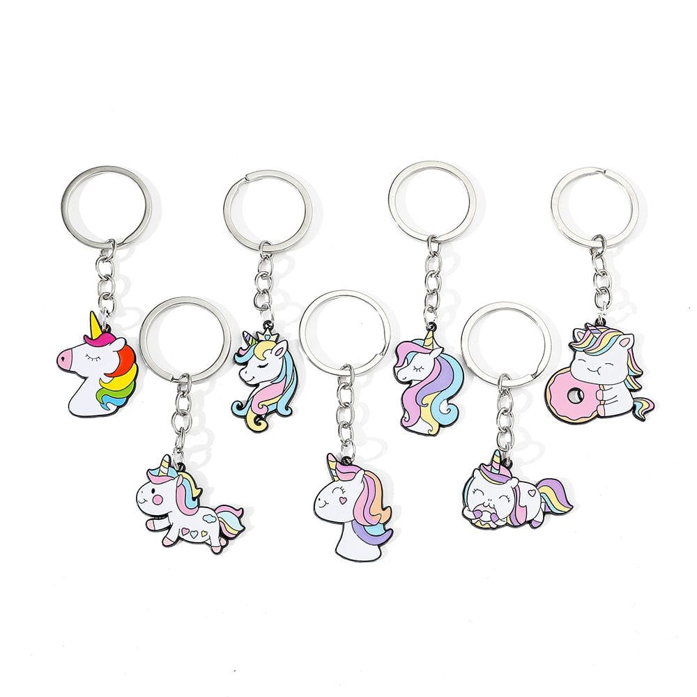 Conjunto de chaveiros Rainbow Unicorn Cartoon Zinc Alloy