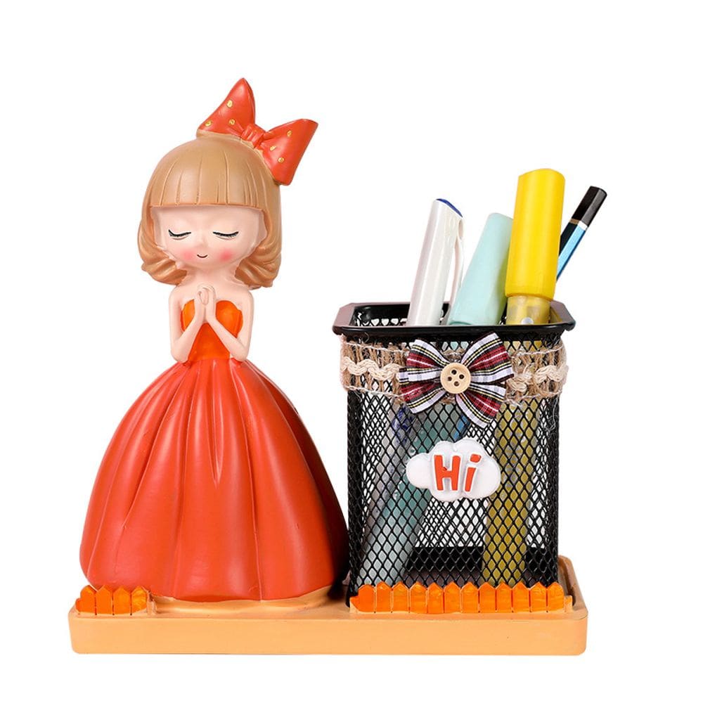 Porta-canetas, estatueta feminina de resina, decoração elegante em porta-lápis