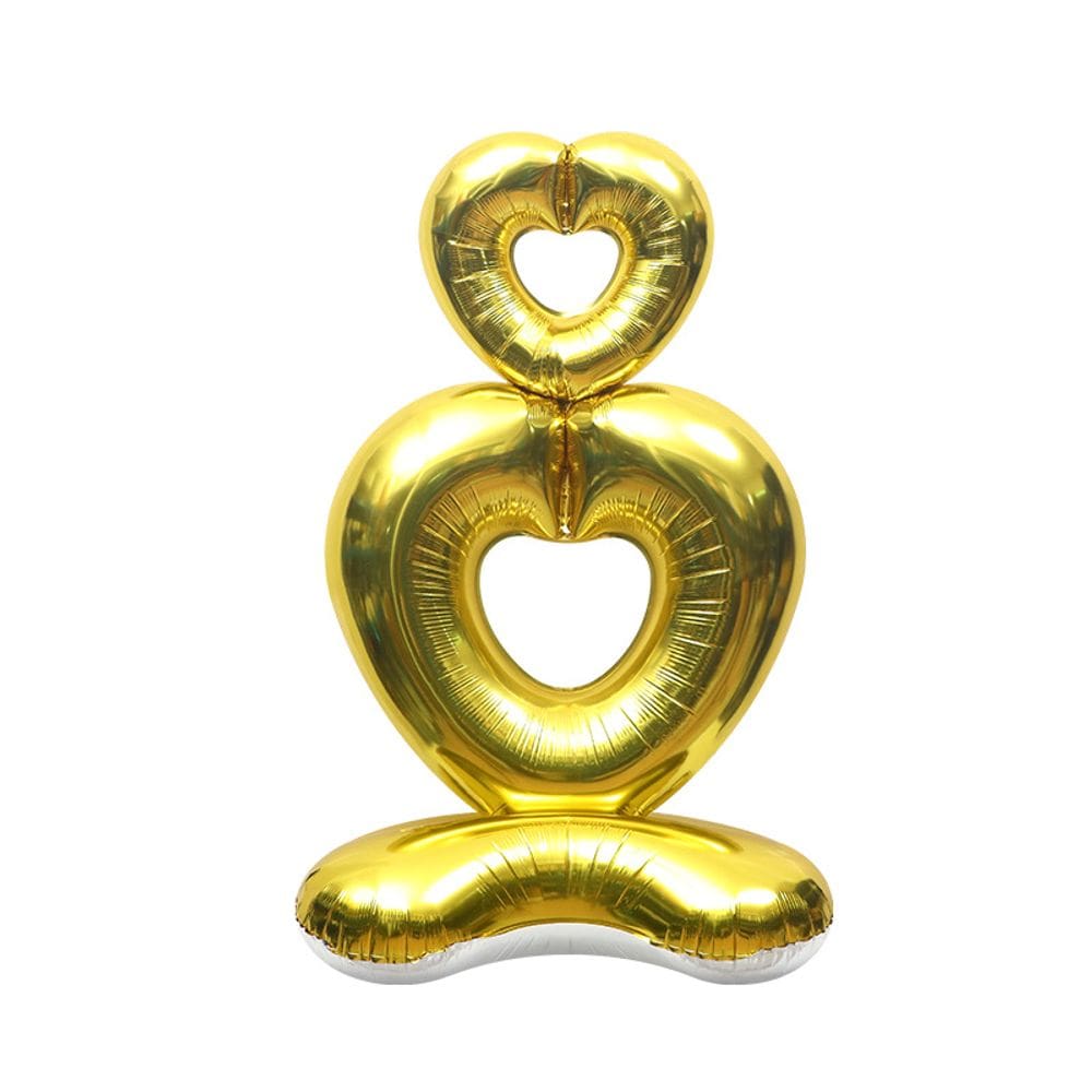 Balão Metalizado Standing Heart 4D em forma de coração 148x79cm dourado