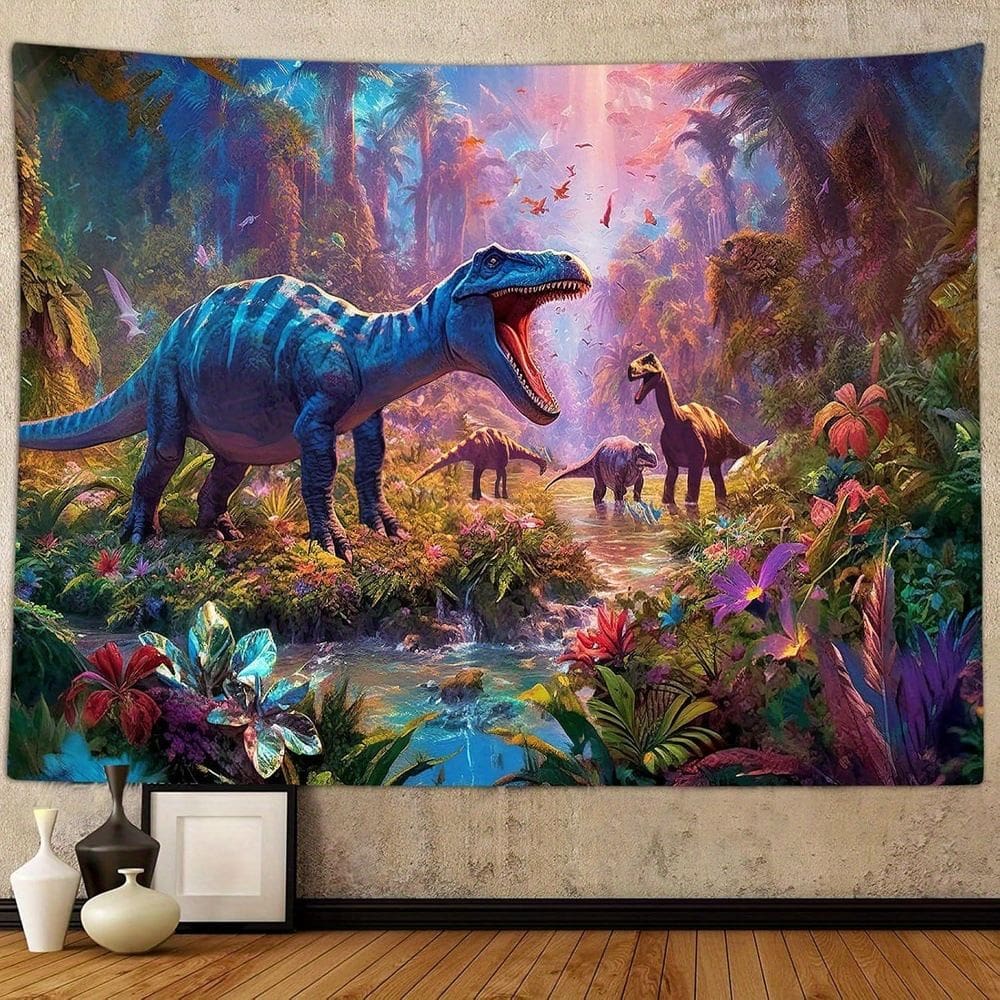Tapeçaria pendurada na parede Dinosaur Prehistoric Jungle 150x130cm
