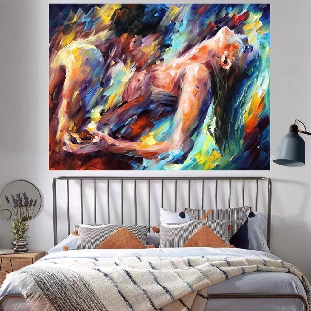 Figura reclinável nua abstrata de tapeçaria suspensa na parede 150x130cm