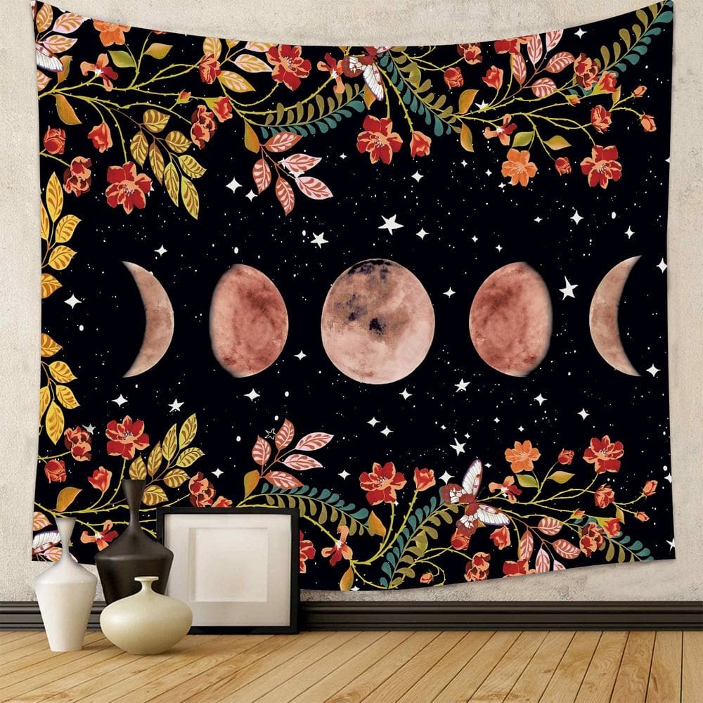 Tapeçaria suspensa na parede Celestial Moon Phases 150 cm x 130 cm