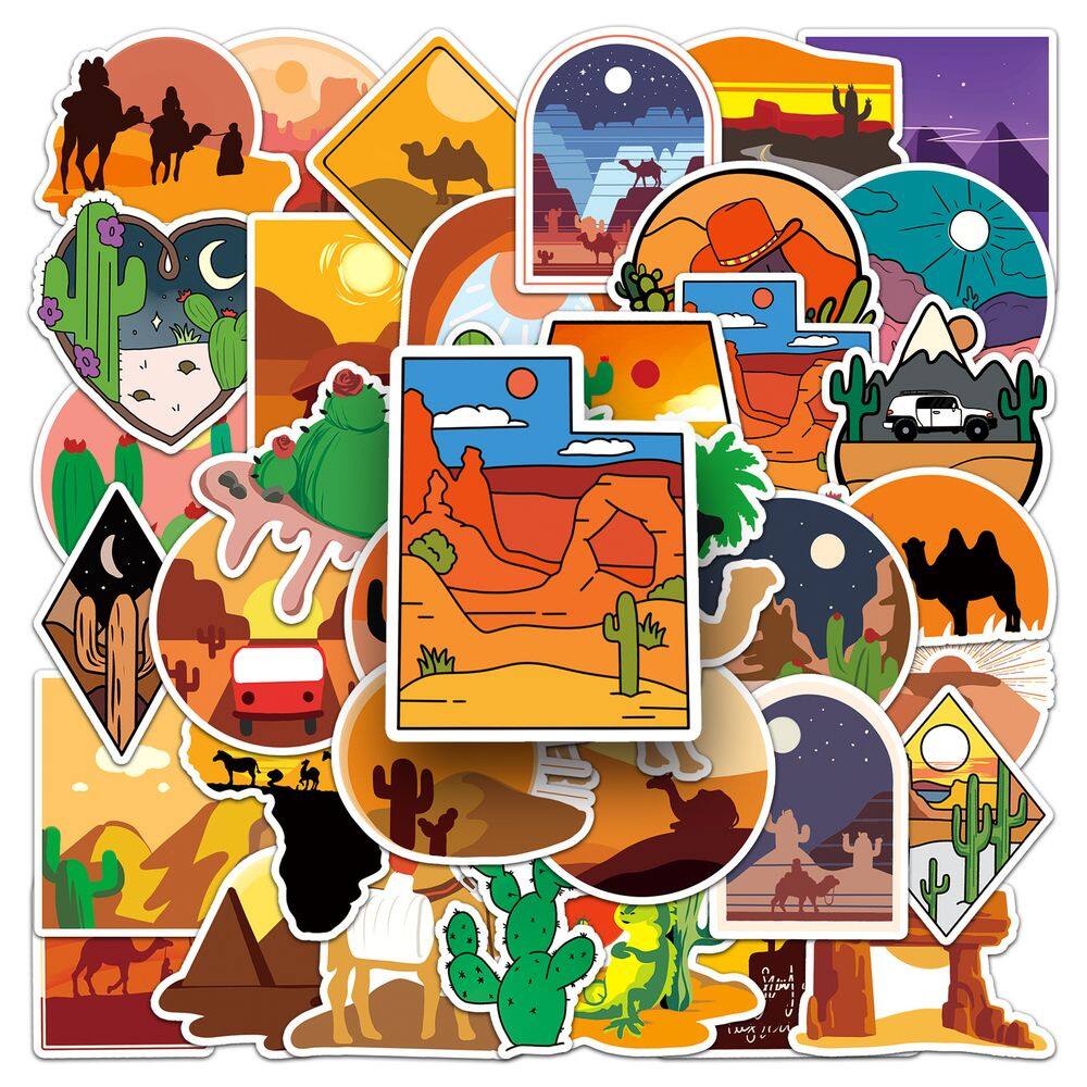 Pacote de adesivos Desert, 50 peças de decalques de vinil de desenho animado para crianças