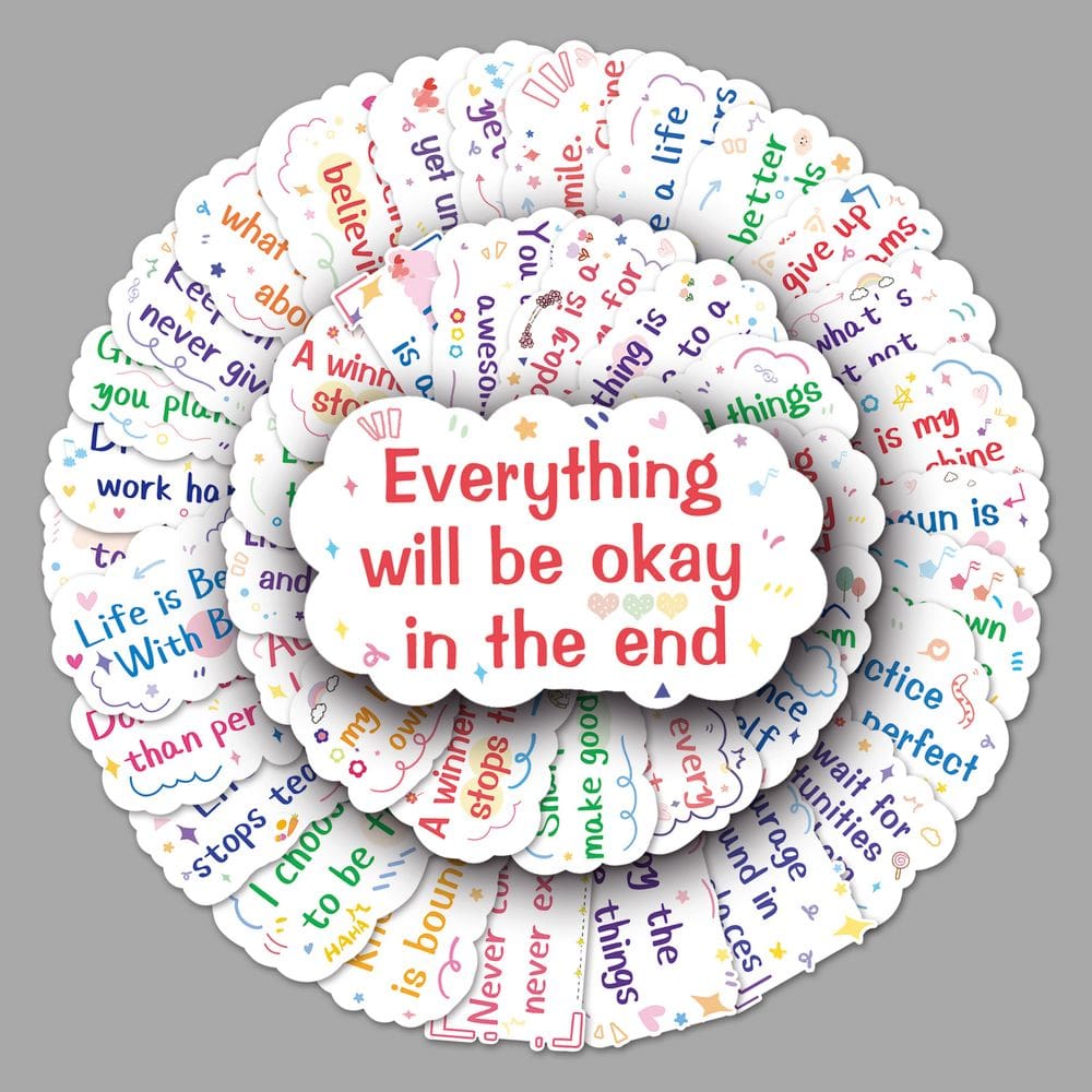 Adesivos de citações motivacionais, 50 unidades, impermeáveis e duráveis