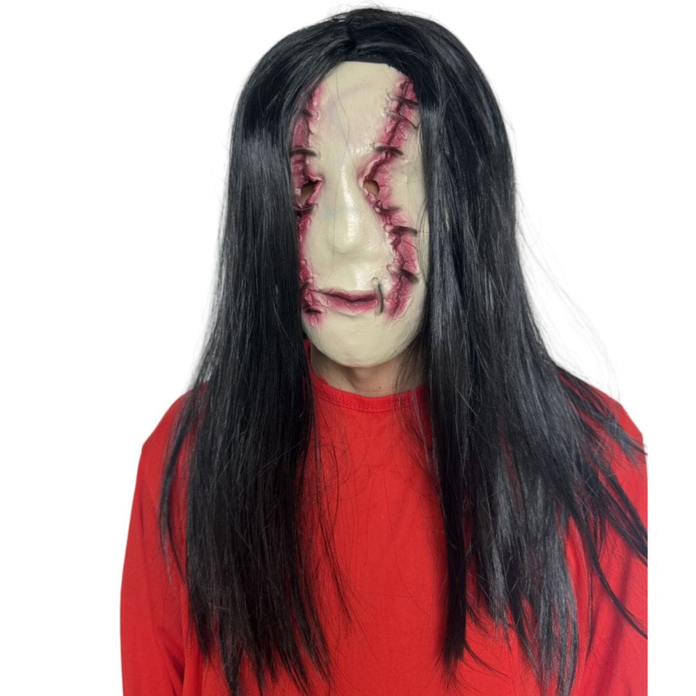 Máscara facial Horror Stitched Ghost com resina de cabelo preto 180g