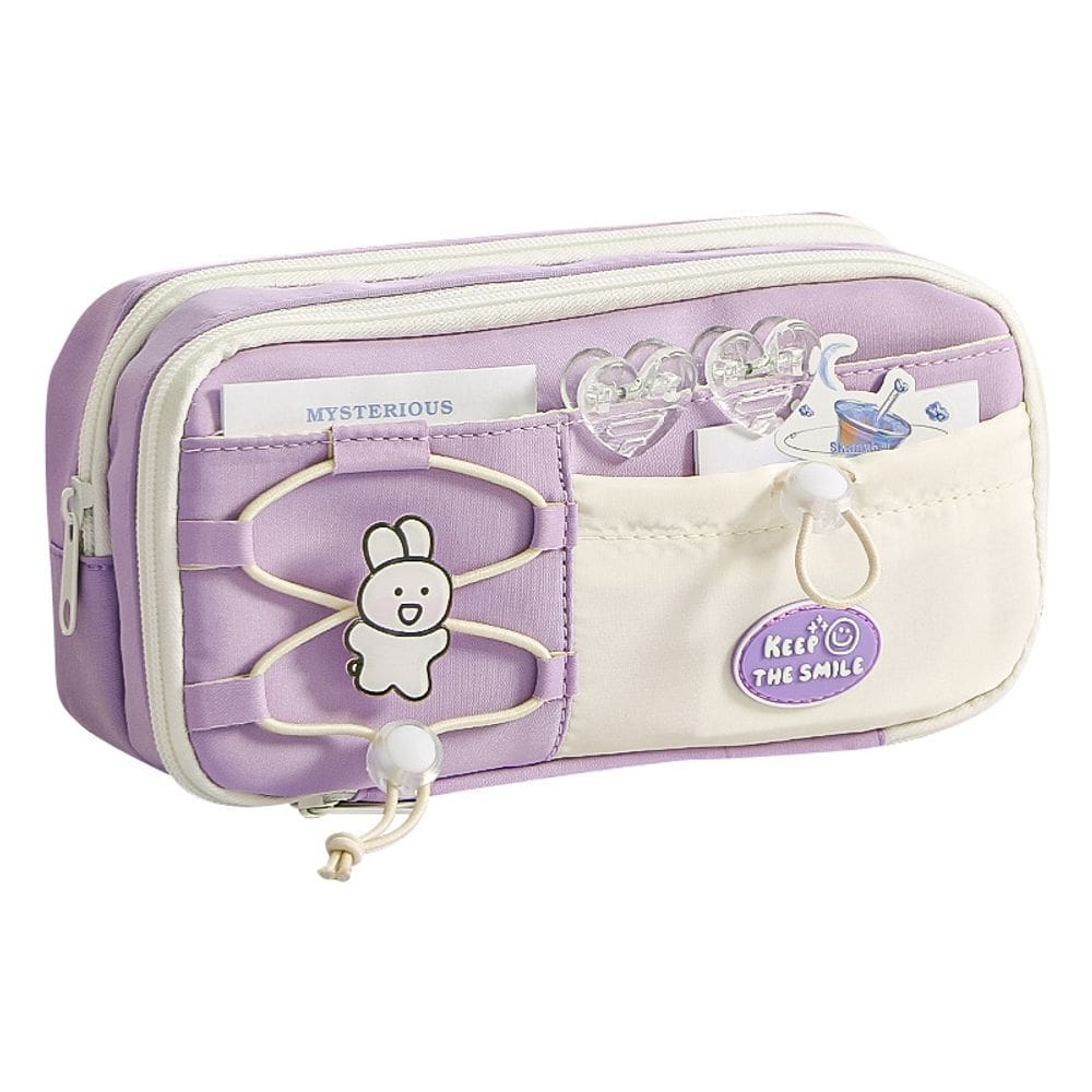 Estojo de lápis Bolsa de lápis de tecido roxo de grande capacidade para crianças