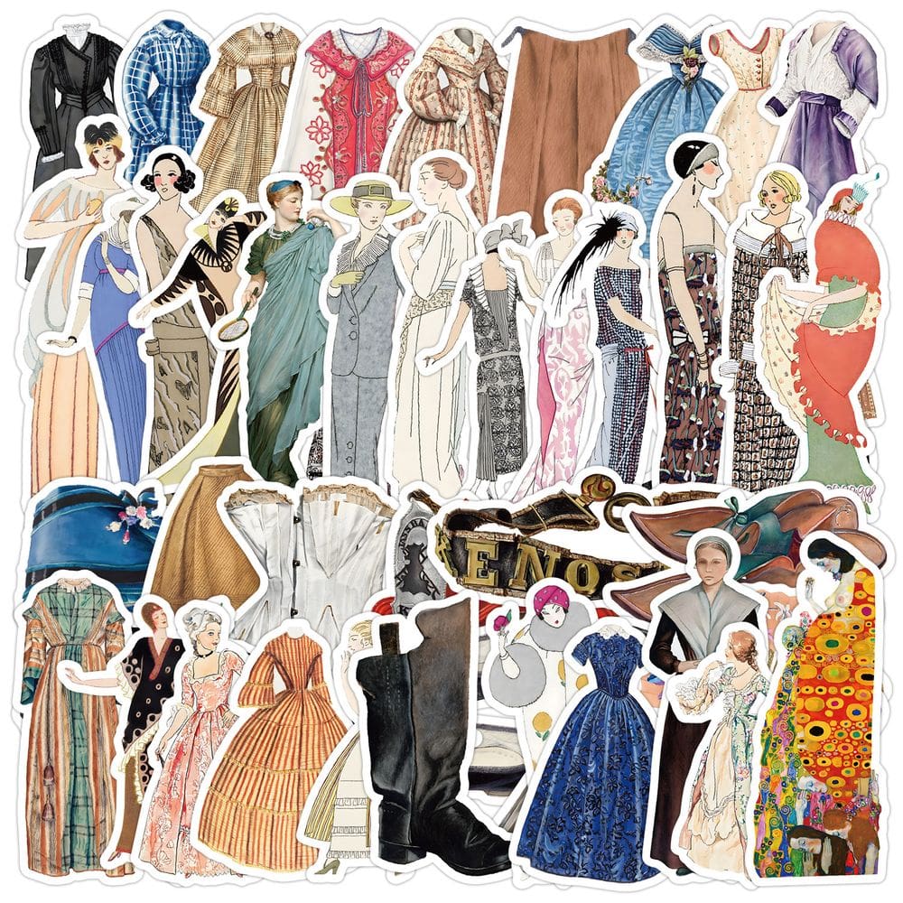 Pacote de adesivos Vintage Fashion Nordic Classic Outfit x50