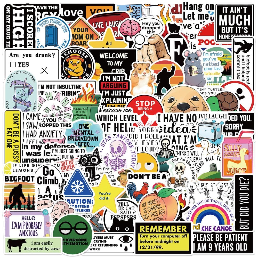 Pacote de adesivos Snarky Meme Vinyl Sarcastic Quotes 50 unidades
