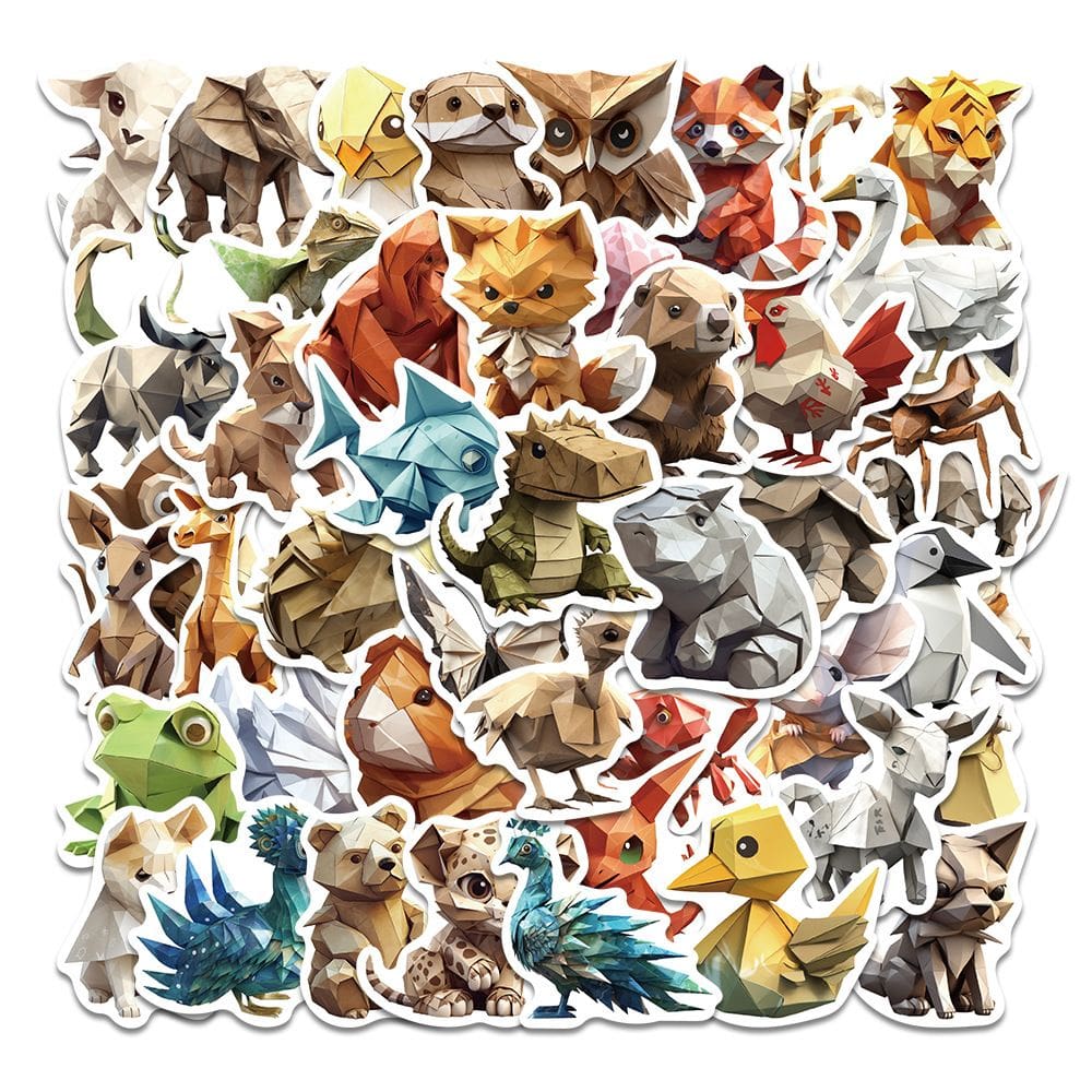Pacote de adesivos Origami Animal, 58 unidades de vinil Creative Cartoon