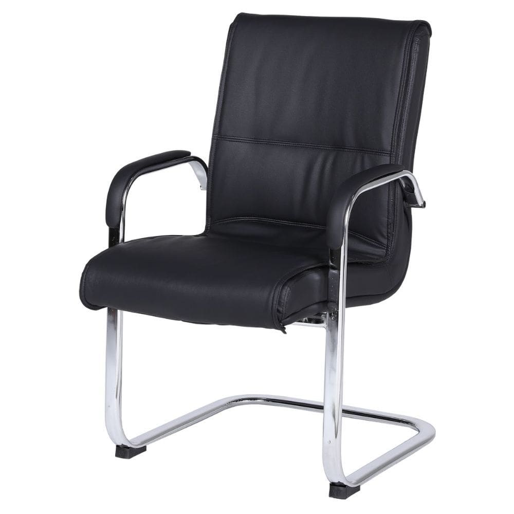Cadeira de Escritório Locutor Austin Fratini PU Preto Base Fixa Cromada