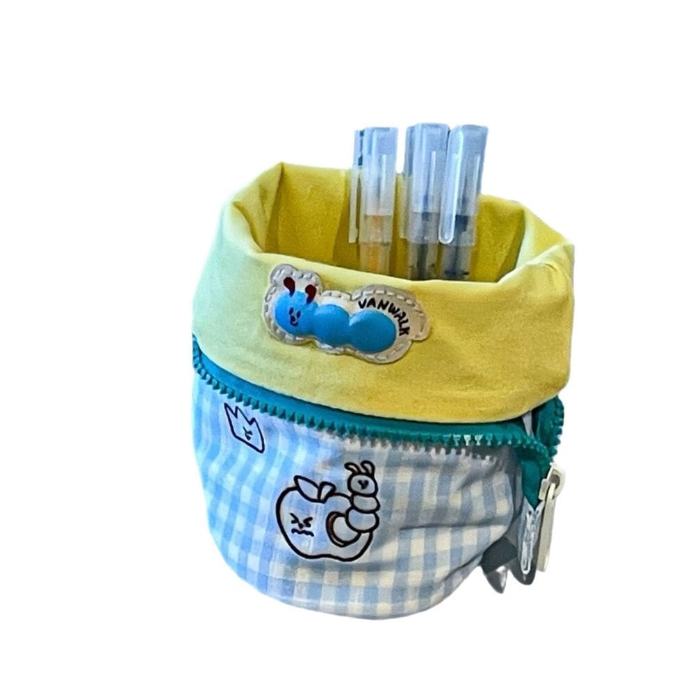 Estojo de lápis removível de lona de grande capacidade com design fofo