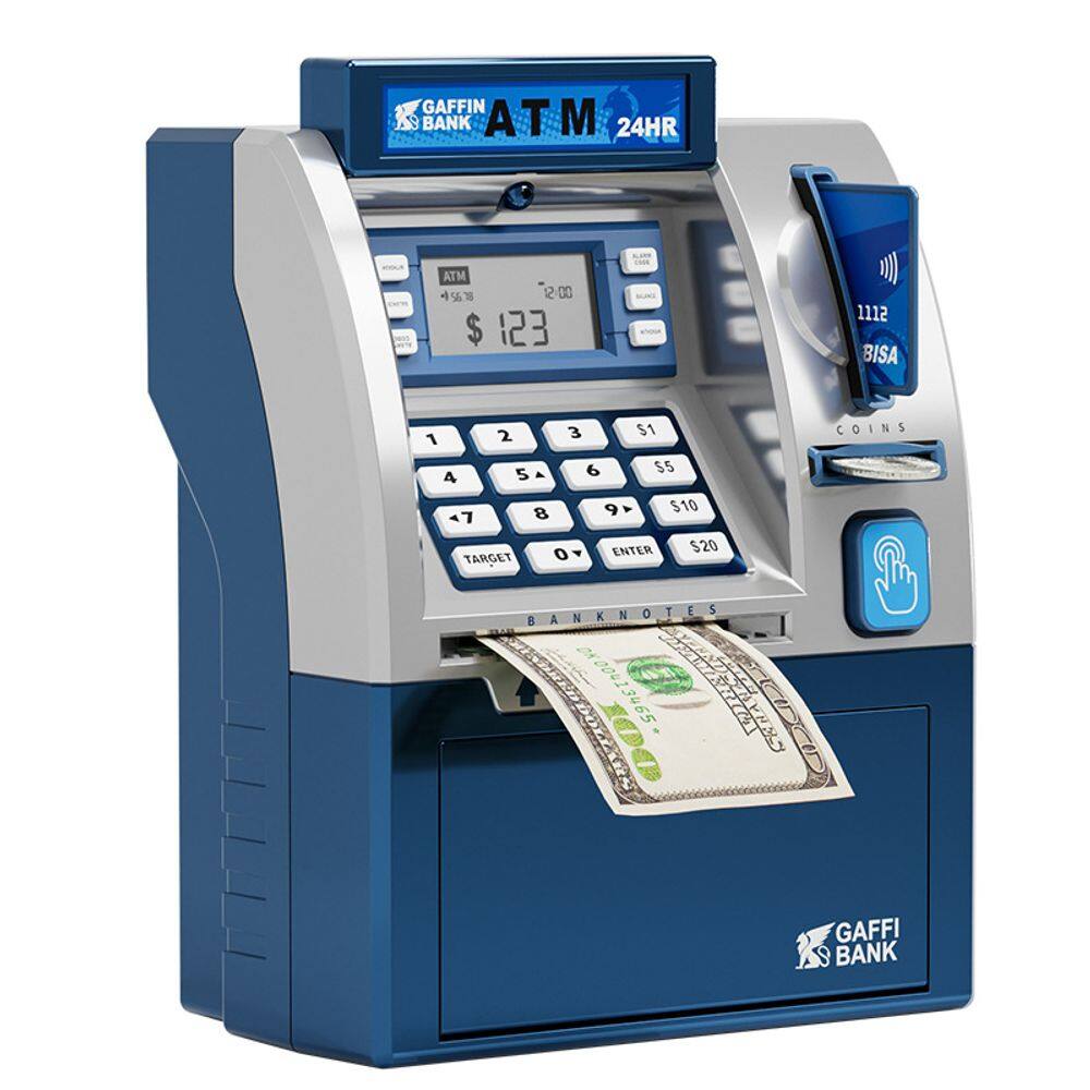 Cofre de dinheiro eletrônico para crianças Blue Smart ATM Style Saving