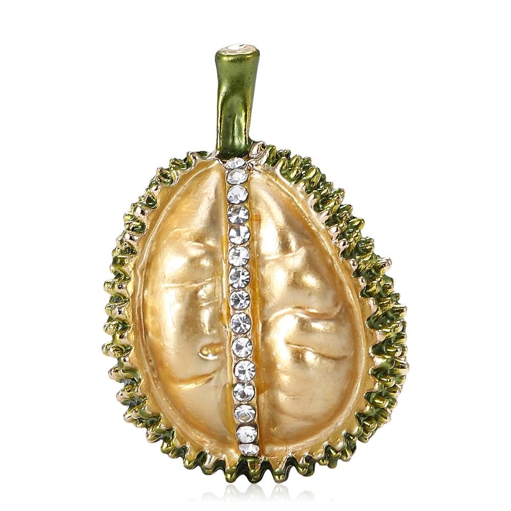 Broche Pins Creative Durian Gold Enamel Fruit para mulheres
