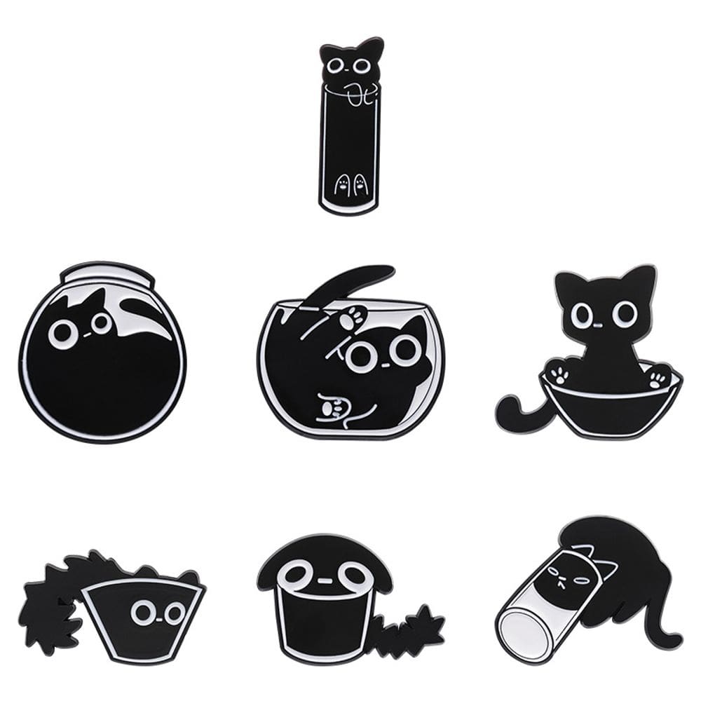 Conjunto de broches Cute Cat Peekaboo Cartoon Animal Alloy