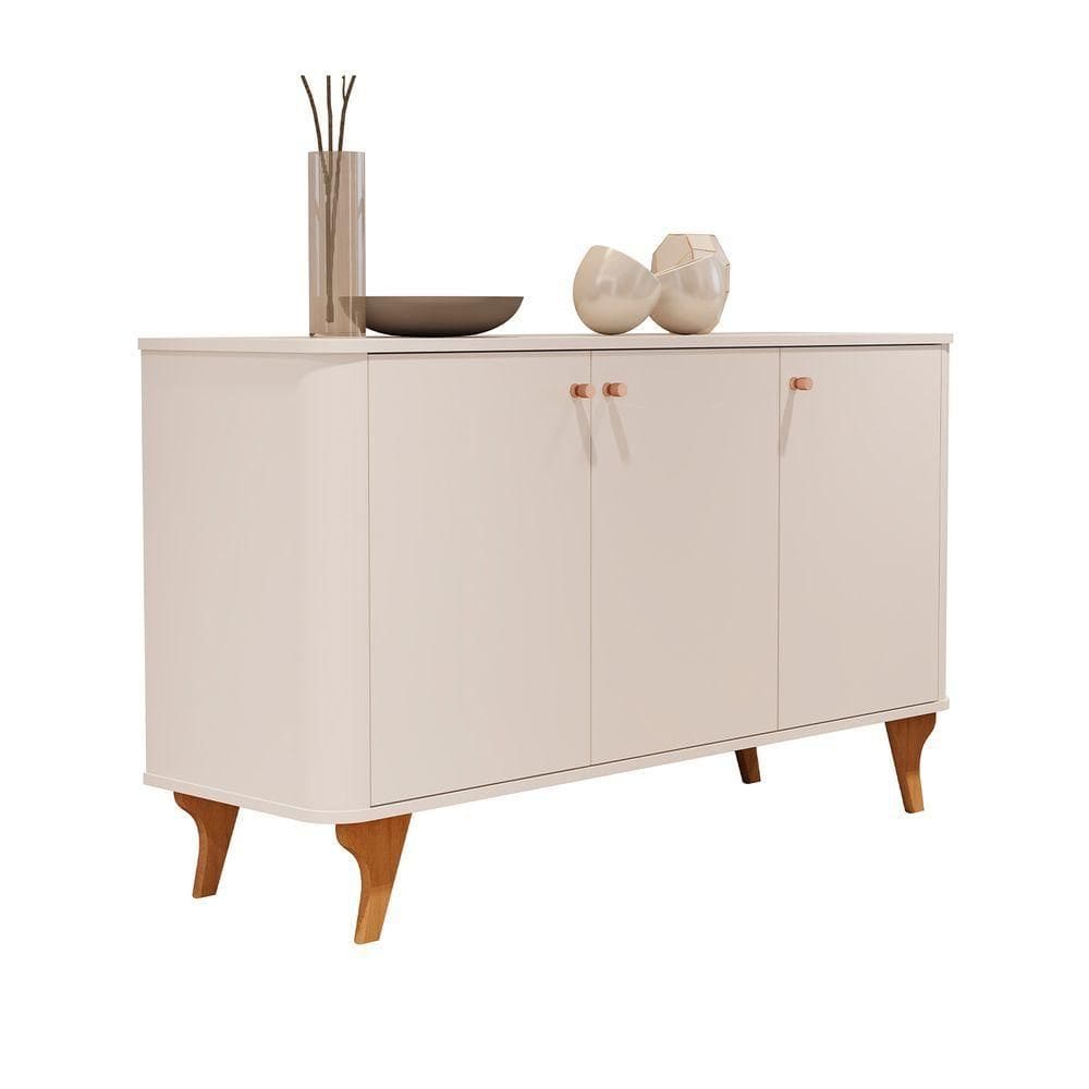 Buffet Aruma Com 3 Portas E Cantos Arredondados Off White