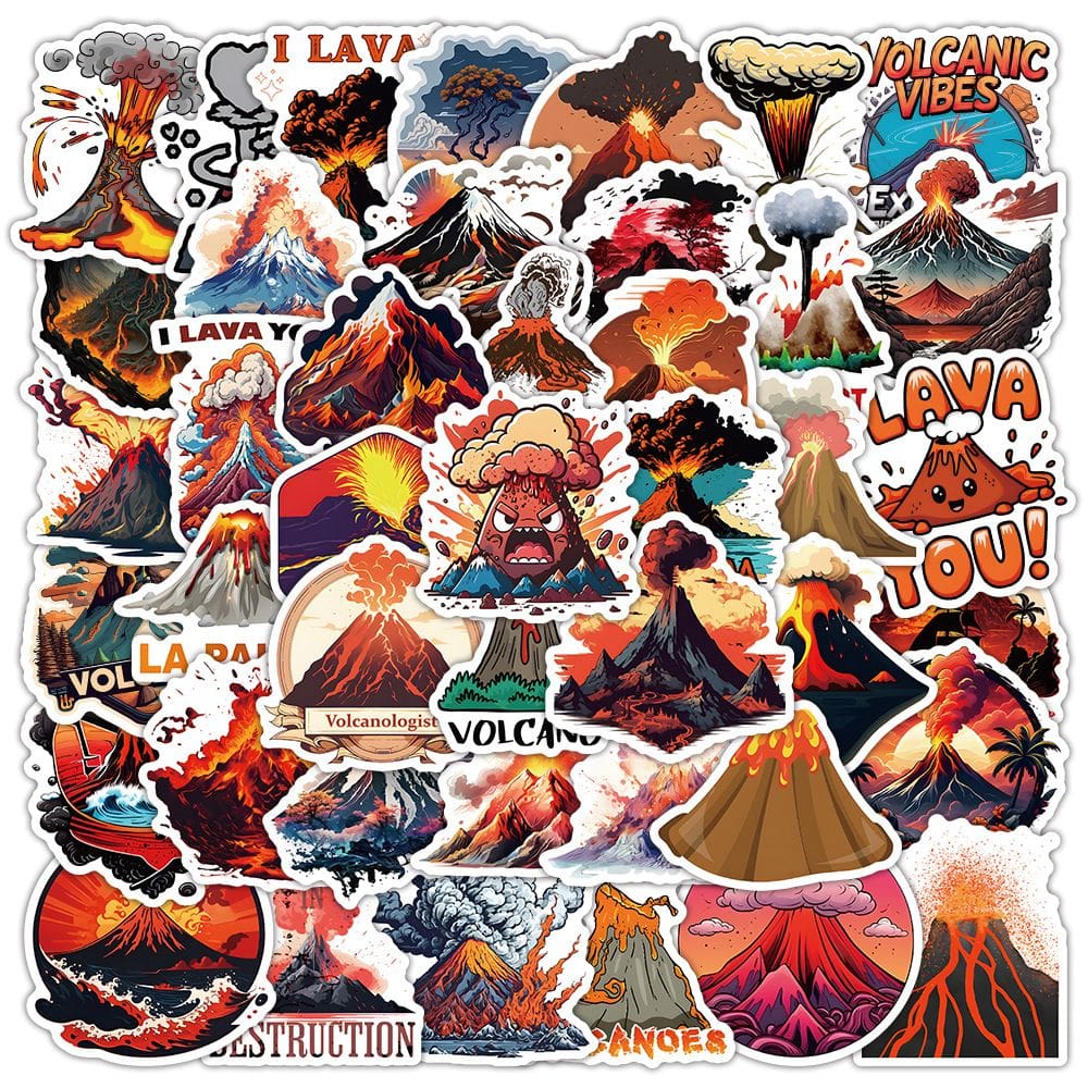 Pacote de adesivos Volcano Theme, 53 unidades de vinil impermeável