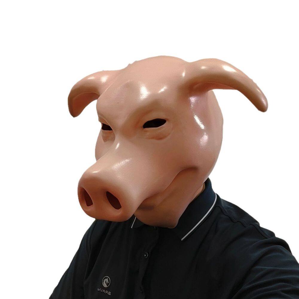 Máscara de cabeça de porco, fantasia engraçada de cosplay de animais de resina para Halloween