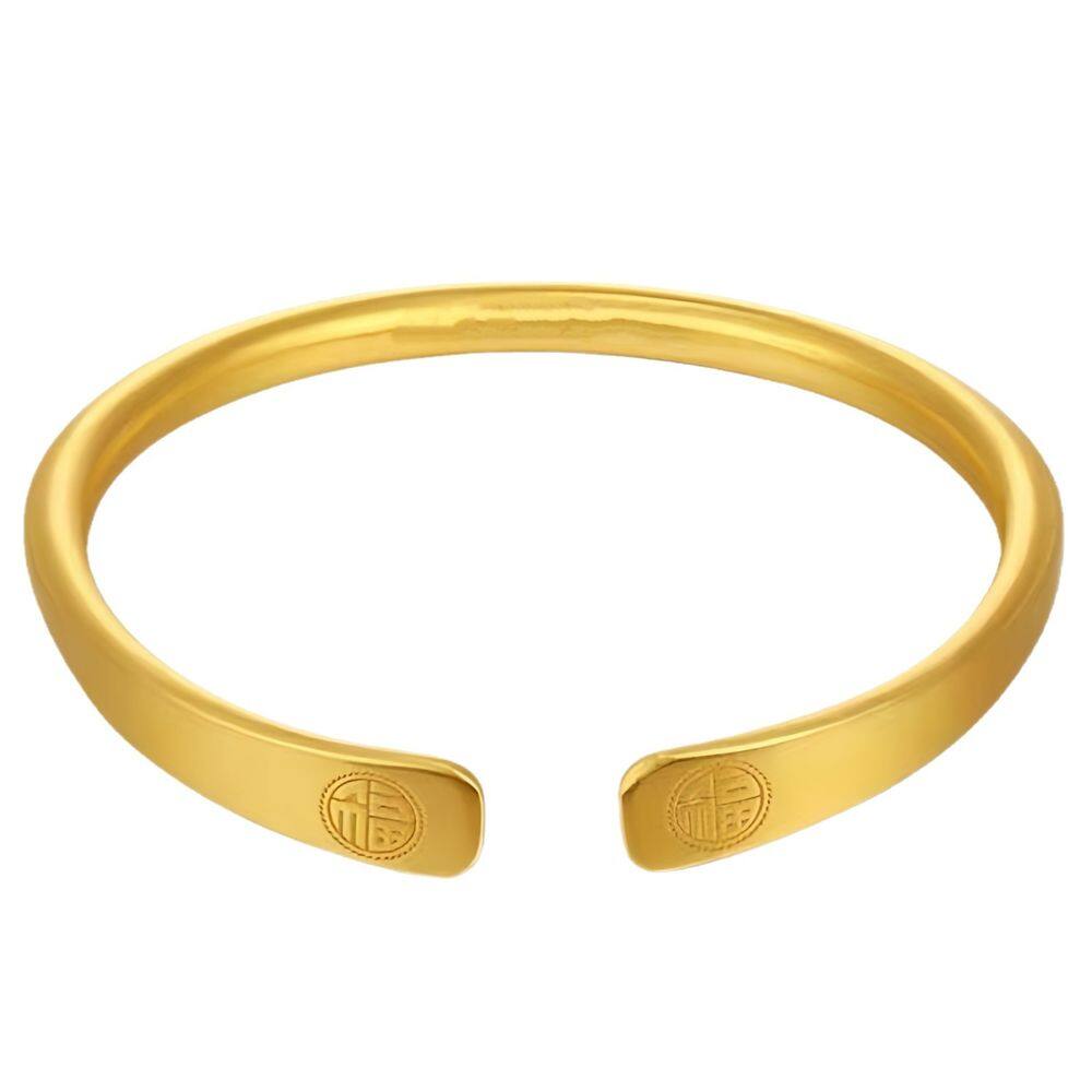 Pulseira Open Cuff para mulheres elegante em ouro maciço