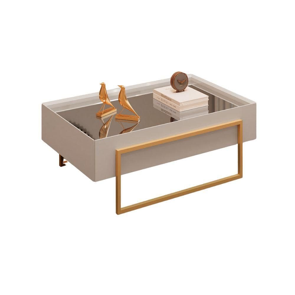 Mesa De Centro Kika De Sala Hall Moderna Com Espelho Pes Em Metal Bali