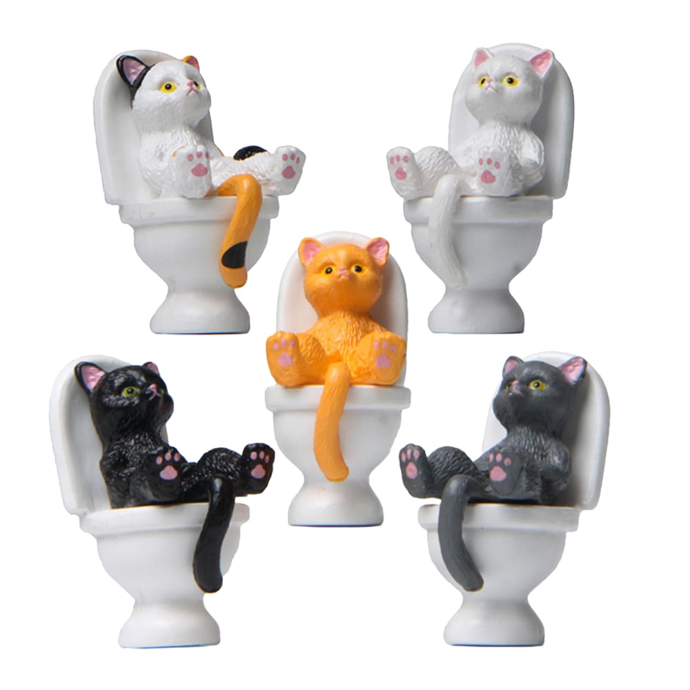 Conjunto de decoração de jardim 5 gatos engraçados em banheiros PVC Relaxi