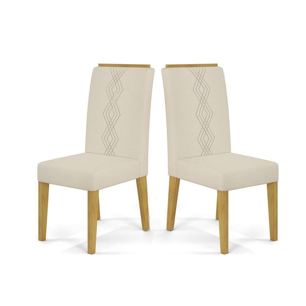 Cadeira De Jantar Yasmin Conjunto Com 2 Cadeiras Cedro Com Veludo Neve