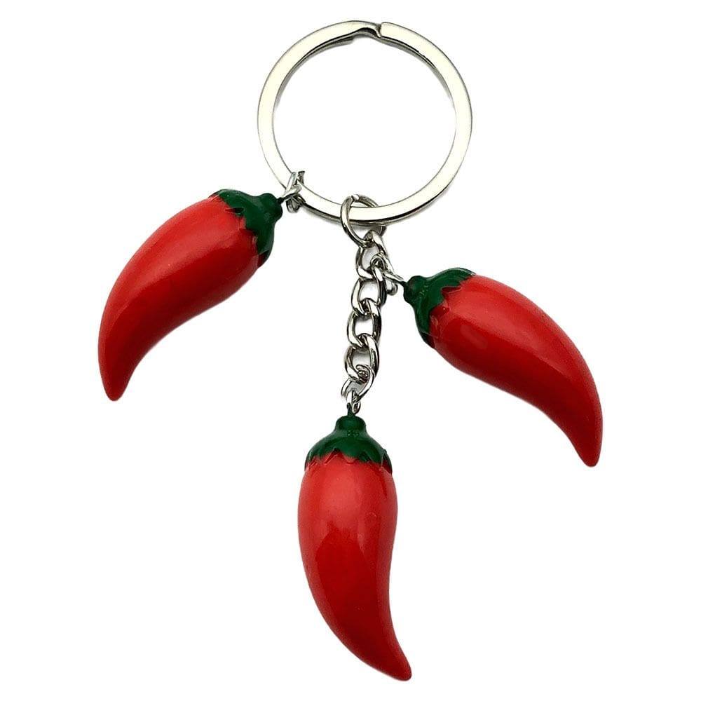 Chaveiro: liga de zinco de resina de imitação de pimenta vermelha