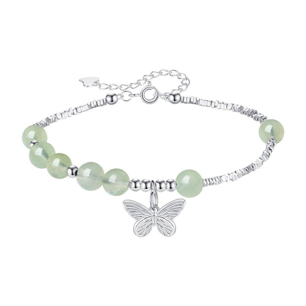 Pulseira Prehnite Butterfly em prata esterlina 925 para mulheres