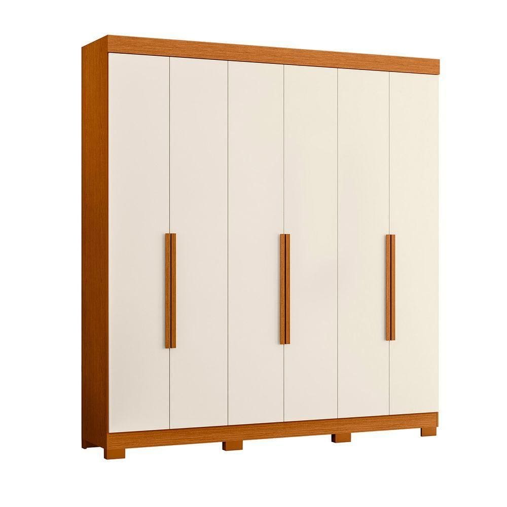 Guarda Roupa Vinci 6 Portas 3 Gavetas Quarto Cinamomo Com Off White - Albatroz