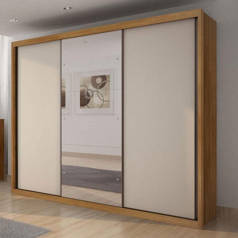 Guarda Roupa Casal Ambiente Palazzo 3 Portas 6 Gavetas Cumaru 25 Fendi Com Espelho - Novo Horizonte