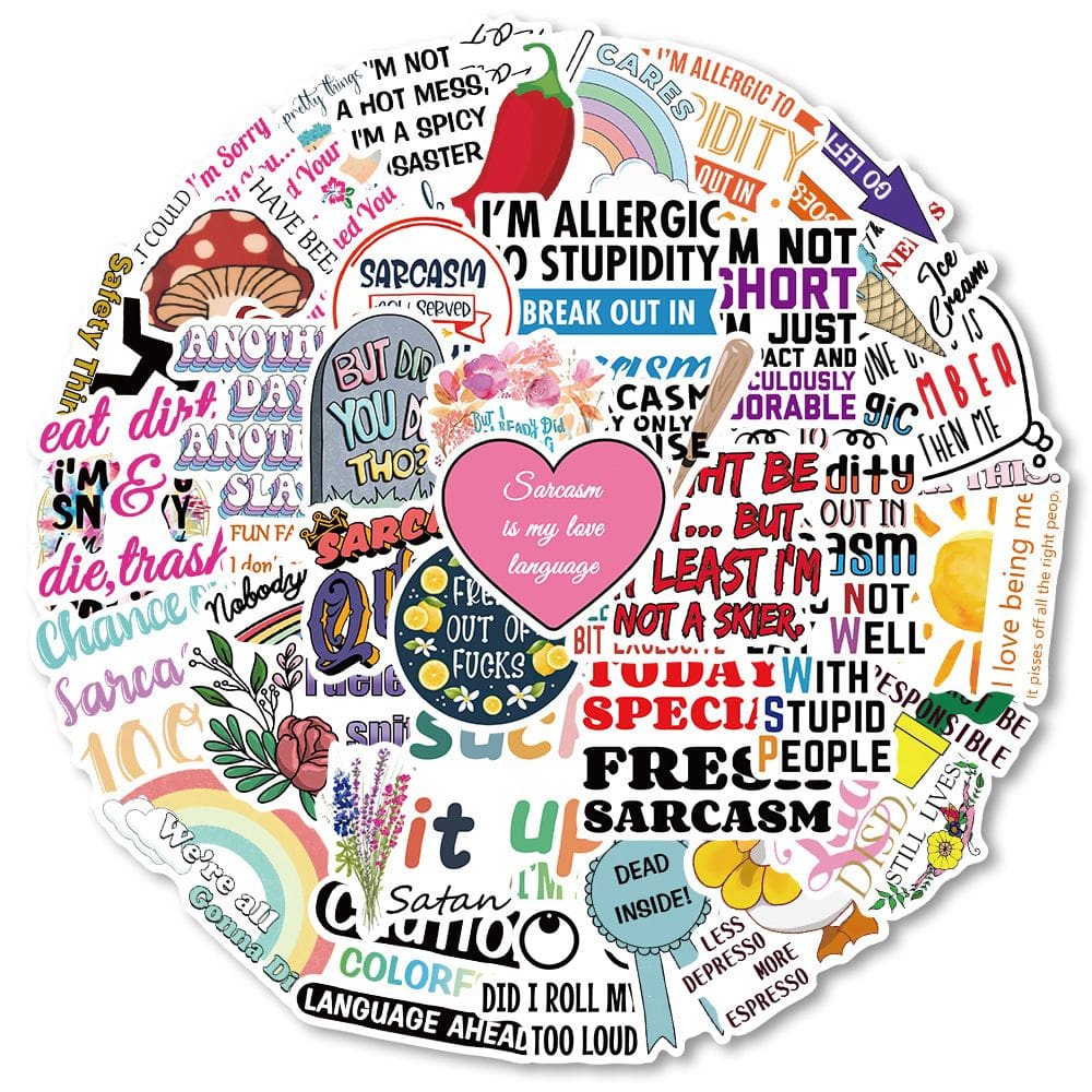 Pacote de adesivos Sarcastic Funny Quote Decalques, 50 unidades