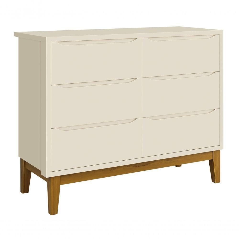 Cômoda 6 Gavetas Classic New Areia Fosco Com Madeira - Reller