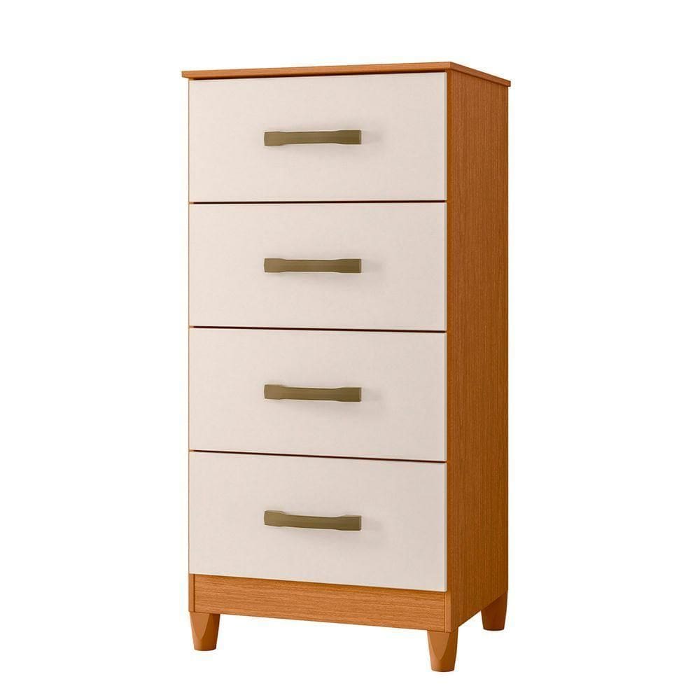 Comoda Mobi 4 Gavetas Cinamomo Com Off White - Albatroz
