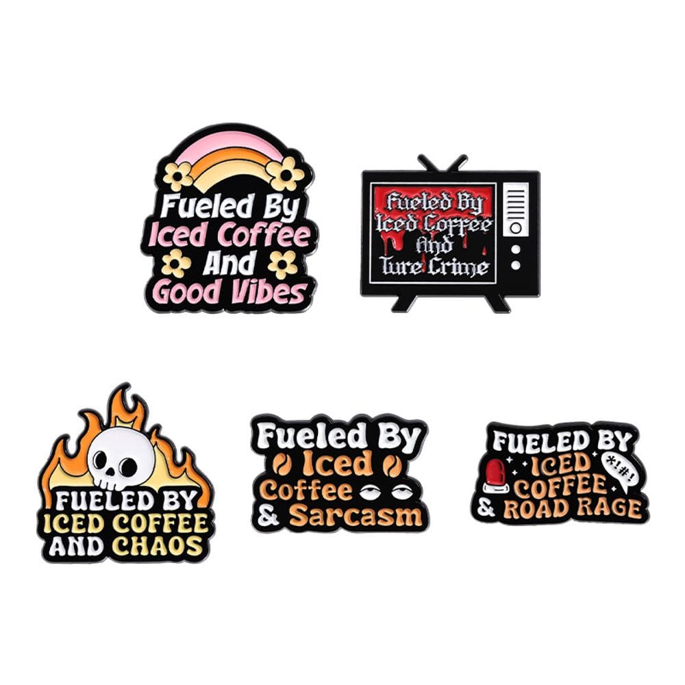 Conjunto de broches Funny Iced Coffee Retro Cartoon Alloy
