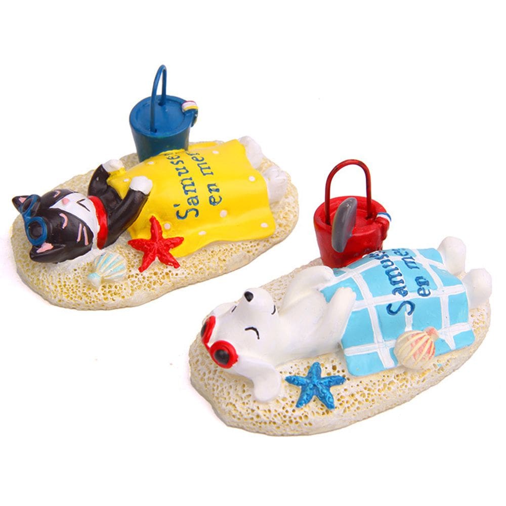 Escultura, decoração de jardim, resina, tema de praia para cães e gatos
