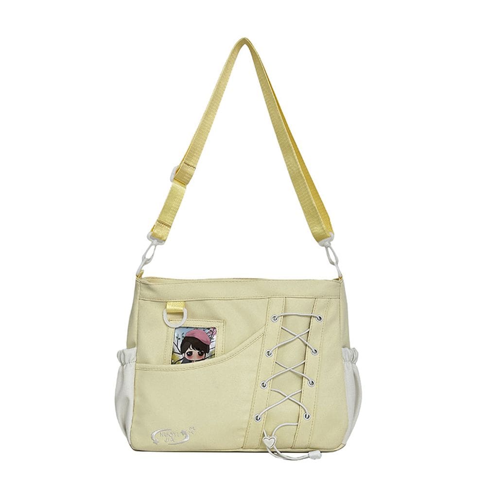 Bolsa Messenger em tela de estilo japonês para meninas 31x10x25cm