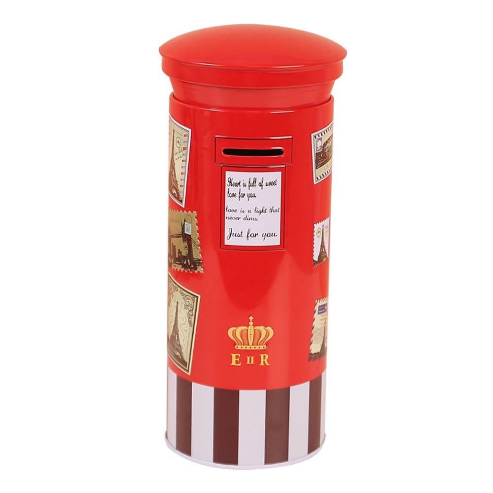 Caixa de correio vermelha retrô Coin Bank Home Piggy Bank Metal 180g