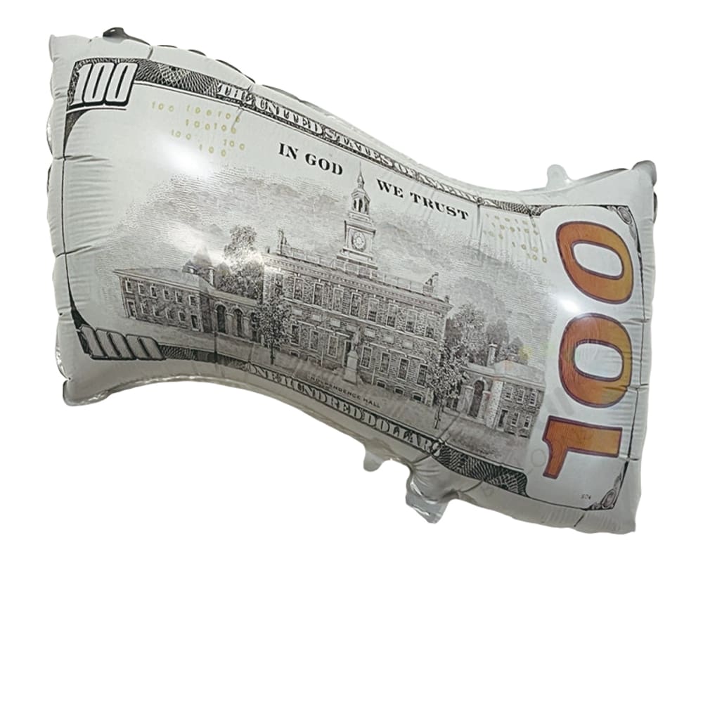 Foil Balloon Money $100 Bill Design, 10 unidades, 166 x 57 cm, prata