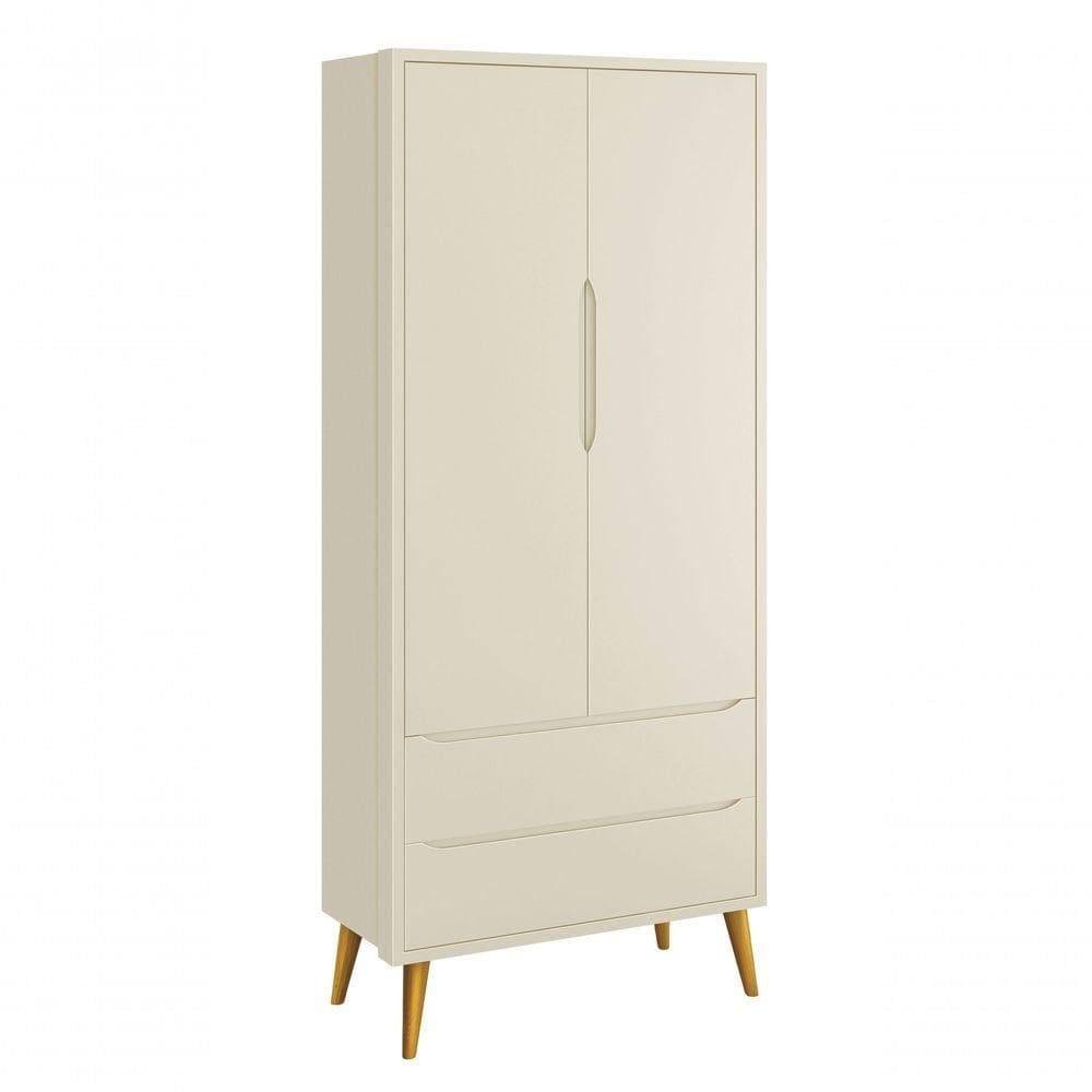 Guarda-roupa Retrô 2 Portas Théo New Areia Fosco Com Madeira - Reller