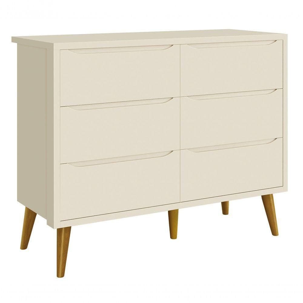 Cômoda 6 Gavetas Théo New Areia Fosco Com Madeira - Moveisaqui