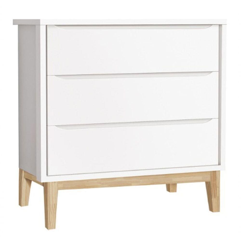 Cômoda Gaveteiro Classic New Branco Fosco Com Natural - Moveisaqui