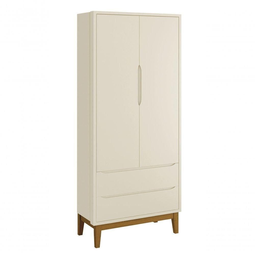 Guarda-roupa Retrô 2 Portas Classic New Areia Fosco Com Madeira - Reller